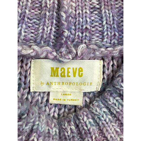 Maeve Anthropologie Multicolor Cable Knit Sweater Large Pastel Purple Pink - Picture 3 of 10
